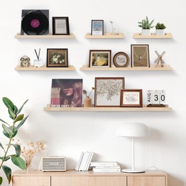 storenization Floating Shelves for Wall, Solid Wood Picture Ledge Shelf Set of 2, 24 inch Long Floating Shelves for Wall, Rustic Floating Shelves for Bedroom Living Room Kitchen - Clear Finish