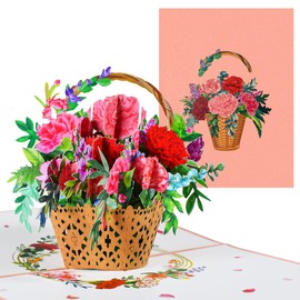 CNLITIHEKA Flower Basket Pop Up Cards Mother's Day Cards Happy Birthday Card Get Well Soon Card Thank You Card for Girls Mon Women Wife Grandma.