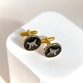 BLIKEJIN Men Cufflinks Gold M Letter Rhinestone Charm Elegant Shiny Wedding Ceremony Business Formal Shirt Accessories