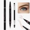 LAVONE Eyebrow Pencil Makeup Kit, with Waterproof 2-IN-1 Microblading Eyebrow Pen, Eyebrow Pomade, Eyeliner and Dual-ended Eyebrow Brush, Brow Pencil Kit for Natural Eyebrows - Soft Brown