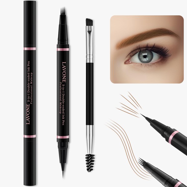 LAVONE Eyebrow Pencil Makeup Kit, with Waterproof 2-IN-1 Microblading Eyebrow