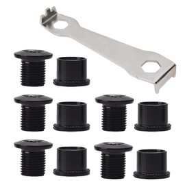 Chainring Bolts Aluminium Alloy Chain Ring Screw with Chain Ring Wrench for Road Bike MTB Road Bikes Mountain Bike Black