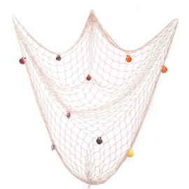 Yuiwy 2M x 1.5 M Fischernetz mit Muscheln Wand Dekoration Strand Themen Fischernetz Wandbehang für Party Wand Home Hochzeits Dekoration Fotografieren Dekoration