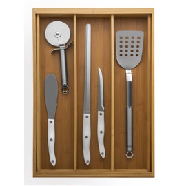 Totally Bamboo Expandable 5-Compartment Drawer Organizer, Expands from 13 to 22" Wide