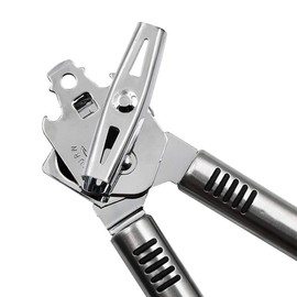 Manual Can Opener, Smooth Edge, Can Lid, Bottle Opener with Non-Slip Handle and Ergonomic Knob