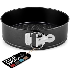 Zulay Premium Molde Desmontable para Postres Antiadherente, Molde Para Tarta de Queso Con Fondo Extraíble, Sin Necesidad de Papel Pergamino, Forma de Resorte Para Hornear, Molde Para Tartas a Prueba de Fugas - 9'' (negro)
