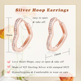 Loutade Hoop Earrings Silver 925, 925 Sterling Silver Star Heart Triangle Earrings Hoop Earrings with Cubic Zirconia, Hypoallergenic Cartilage Sleeping Geometric Earrings Silver 925 Hoop Earrings Gift