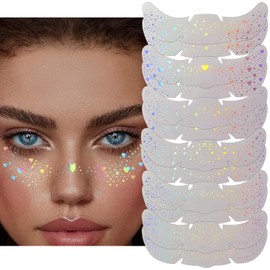 12 Stück Glitzer Sommersprossen Tattoo, Wasserdichte Glitzer-Patches für Frauen, Niedliche Sternen-Glitzer-Tattoo-Makeup-Accessoires für Festival & Party