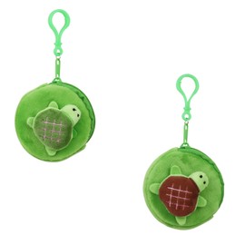 WisePoint Coin Purse 2pcs, Soft Plush Change Purse Turtle Coin Pouch with Smooth Zipper, Funny Coin Wallet for Coin, Receipts, Door Cards (Green+Brown)