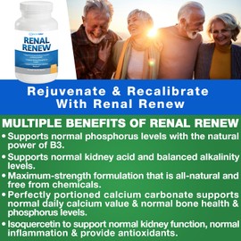 Renal Renew: Advanced Kidney Cleanse Detox & Repair Kidney Support Supplement. Breakthrough Smart Kidney Supplement Rejuvenates Kidney Health 120 Caps