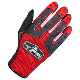Biltwell | Anza | Motorcycle Gloves | Abrasion Resistance | Breathable Fabric | Rubber Knuckle Gaurds | Open Cuff | Red Black White | XX-Large