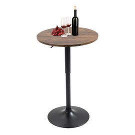 TUOMUR 24" Round Bar Table, Bistro Pub Table, Adjustable Height Pub Table, 360° Swivel Cocktail Bar Table with Metal Base and MDF Top, Suitable for Small Space, Bar, Bistro, Café, Brown