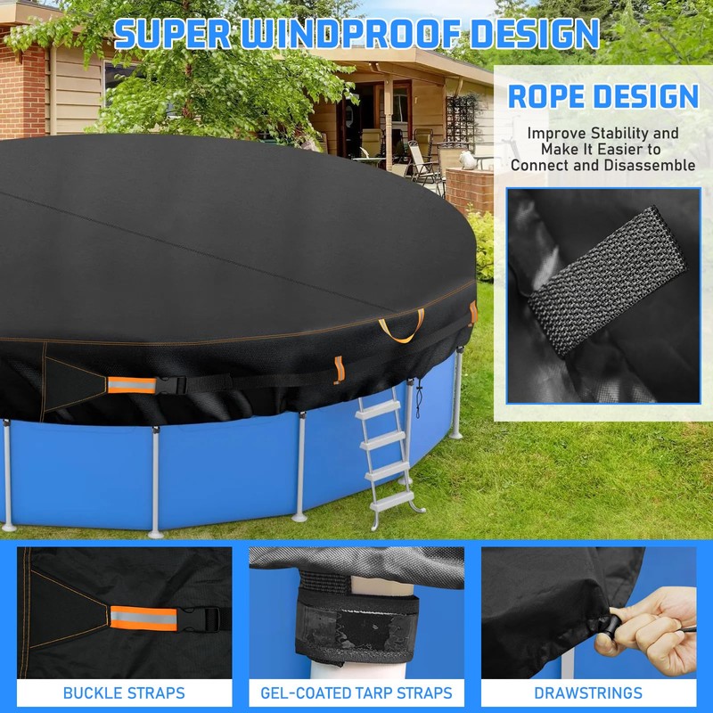 15ft Round Pool Cover Tarp, Solar Pool Covers for Above