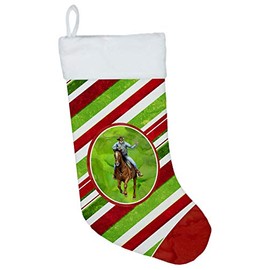 Caroline's Treasures SB3138-CS Horse Roper Candy Cane Holiday Christmas Christmas Stocking, Large, Multicolor