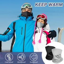 Kiiwah 2 Pcs Unisex Neck Tube, Multifunctional Bandana Face Cover Balaclavas Windproof Snood Silk Scarf Face Masks Motorcycle Cycling Mask for Running Camping(Light Grey