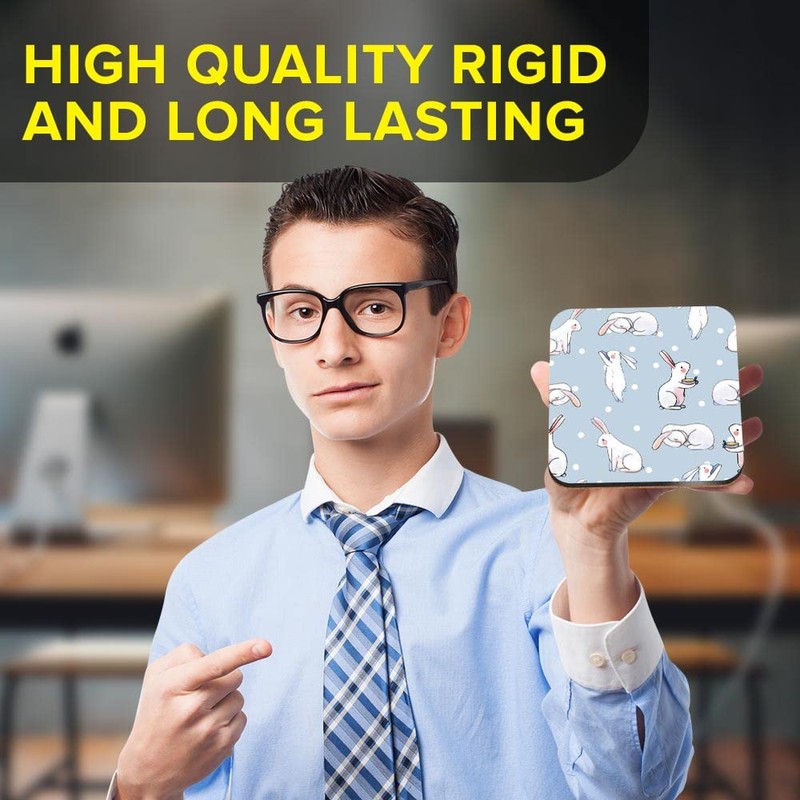 1 x Square Jumbo Size Coaster 12cm Cute Easter Bunny