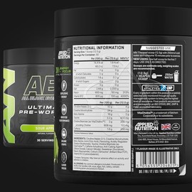 Applied Nutrition Applied Nutrition ABE Pre Workout - All Black Everything Pre Workout Powder, Energy & Physical Performance with Citrulline, Creatine, Beta Alanine (375g - 30 Servings) (Sour Apple)