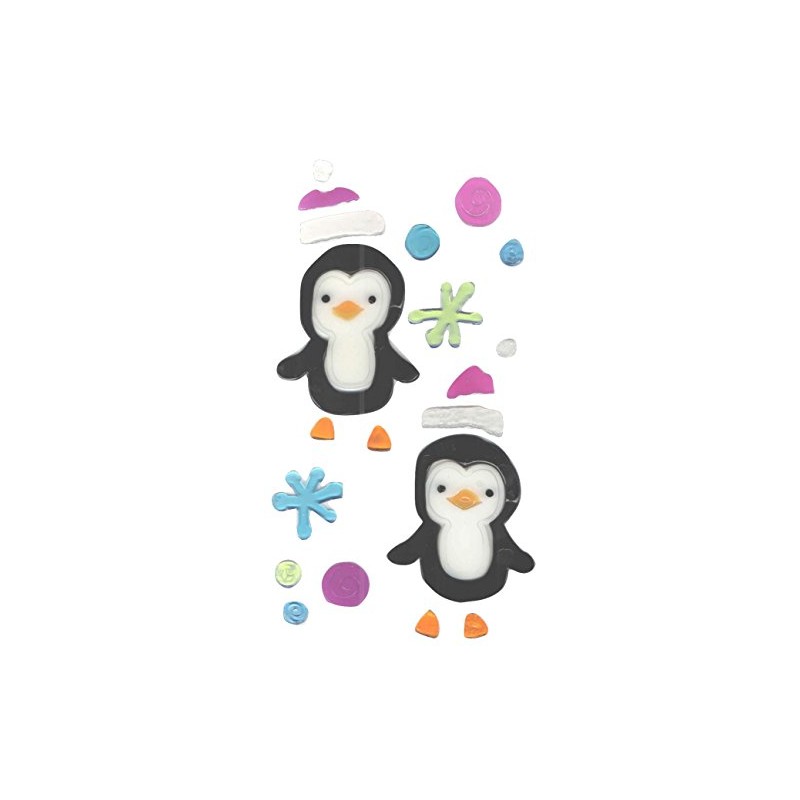 Impact Innovations Winter Reusable Gel Window Clings (Penguins, Multicolor Snowballs