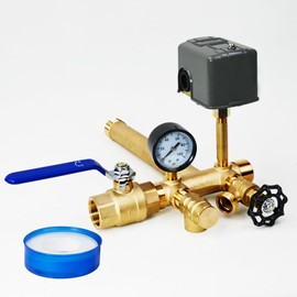 Brass Water Well Pressure Tank Tee Kit with 40/60psi Pressure Switch, Fitting for Diameters Up to 16'