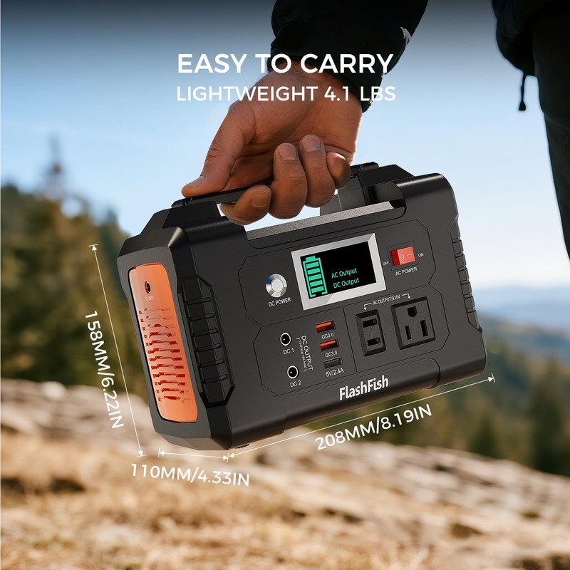 Flashfish 200W Portable Power Station 151Wh, 400W Peak Solar Generator
