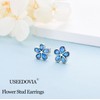 Sterling Silver Stud Earrings for Women Grils, Silver Blue Opal