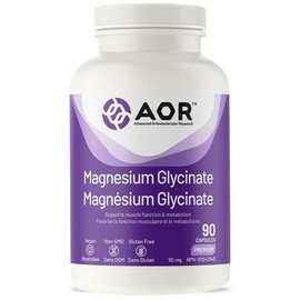 Advanced Orthomolecular Research AOR Pure Magnesium Glycinate 90mg 90 Caps 30-Day Supply - Gentle on Stomach, Supports Muscle Function, Relaxation - Non-GMO, Vegan Formula for Everyday Vitality, Easy-to-Digest Magnesium Supplement