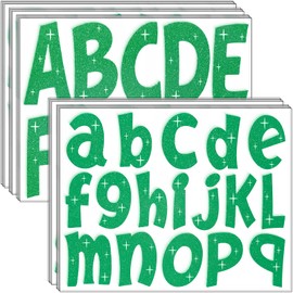 Waynoda 260 PCS Bulletin Board Letters 4 Inch Glitter Large Sticker Letters for Bulletin Board Self-Adhesive Alphabet Poster Board Letter for Classroom Home School Decor(Green)