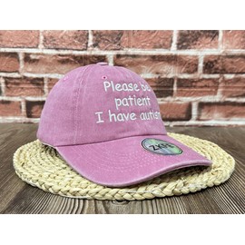 ZKFE Please be Patient I Have Autism Hat, Pink Gift for Women, Embroidered Baseball Cap Adjustable Snapback Trucker Hat