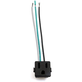 Longdex 3-Wire Outlet 15A 125V Black Snap-in Grounding Receptacle with Leads
