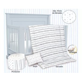 BabyBaby Set Edredón Para Cuna Cama Corral Plata Md