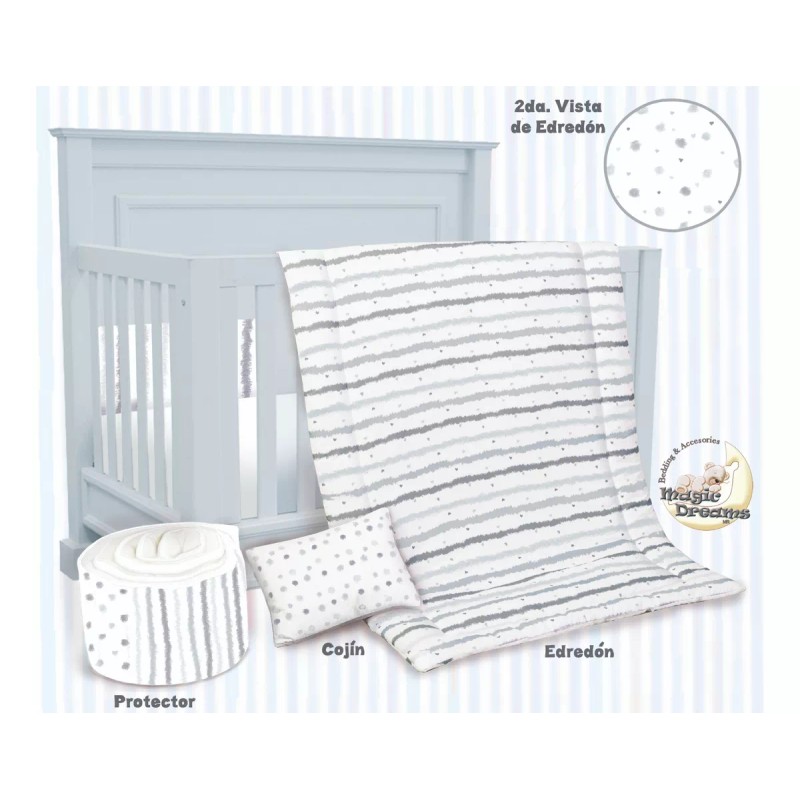 BabyBaby Set Edredón Para Cuna Cama Corral Plata Md