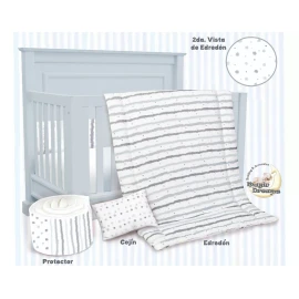 BabyBaby Set Edredón Para Cuna Cama Corral Plata Md