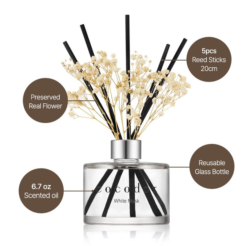 COCODOR Preserved Real Flower Reed Diffuser/Black Cherry / 6.7oz(200ml) /