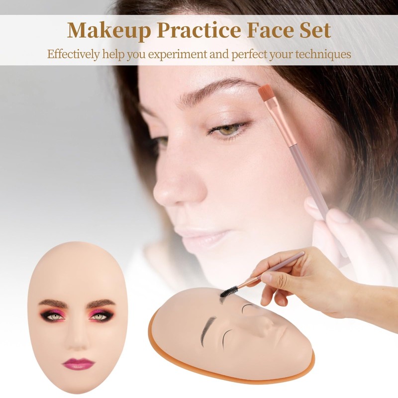 Silicone Mannequin Face Set - 8 Pcs, Practice Face Board,