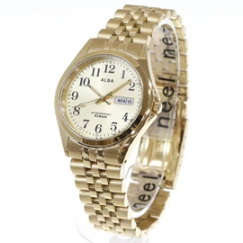 Seiko Watch AQGK469 Men's Wristwatch, Standard Quartz, Champagne Gold, gold, Bracelet Type