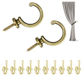 2 PCS Curtain Tie Backs Hooks, C-shape Tie Back Hooks for Curtains, Vintage Bronze Curtain Cup Hooks for Living Room Kitchen Bathroom, Porch (Aperture 22mm)