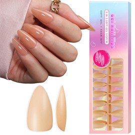 SXVME Nude Soft Gel Nail Tips Medium Short Almond Gel Tips Pre-colored Press on Nails Pre Applied Tip Primer Natural Acrylic Fake Nails Extensions for DIY Nail,300Pcs