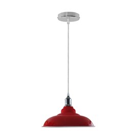 LEDSone 32cm E27 Retro Metal Pendant Light Kit (Red) [Energy Class A] (Red)