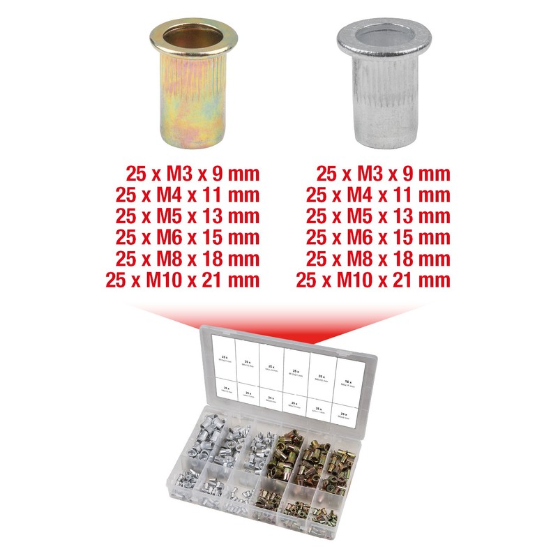 KS Tools 9700630 Assortment of Threaded Rivets, Steel/Aluminium
