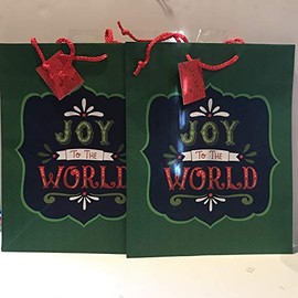 Set of 3 Medium Paper Christmas Gift Bag- Joy to The World