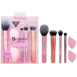 SADOWAY Set de brochas de maquillaje set de 6 piezas específico para ojos, mejillas y rostro, con una esponja multifuncional, ideal para el...        