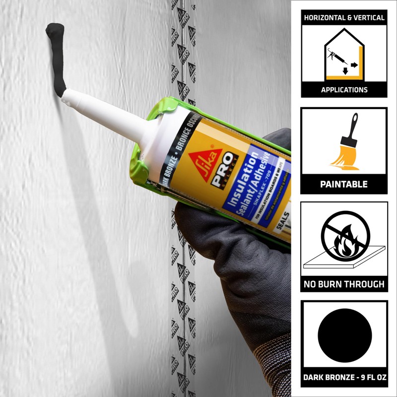 Sikaflex Insulation Sealant & Adhesive, Dark Bronze, Flashing Sealant, Bonds