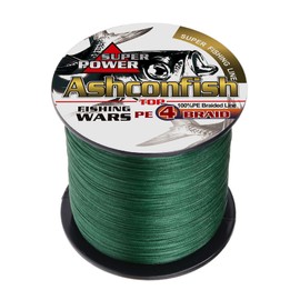 Ashconfish Polyethylene 4 Braid Fishing Line, 4 Strand, X4, 1093.6 Yards (1000 m), 0.004 - 0.02 Inch Diameters (0.4 - 10 Gou) Available, Single Color/Multicolor, Dark Green