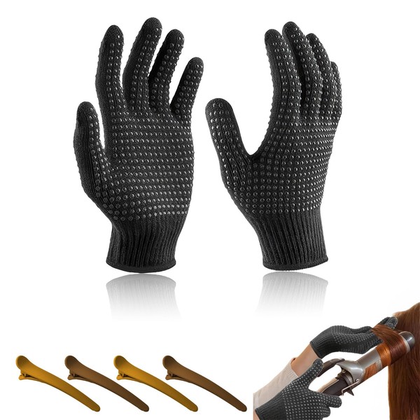 ZWWOGE 2-teiliger professioneller hitzeschutz handschuh für das Haarstyling, hitzehandschuh lockenstab