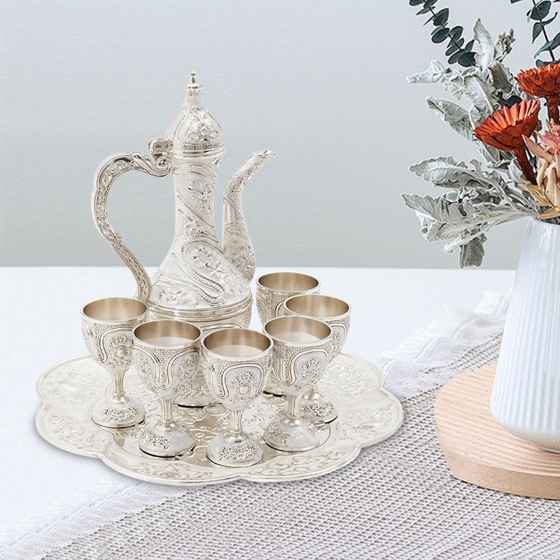 Complete Tea Set with 1 Teapot, 6 Tea Cups &