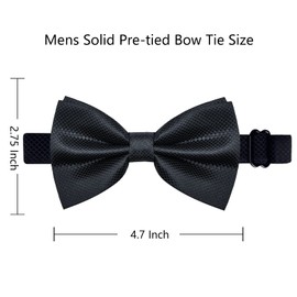 Alizeal Mens Solid Mini Squares Formal Banded Bow Ties (Black)