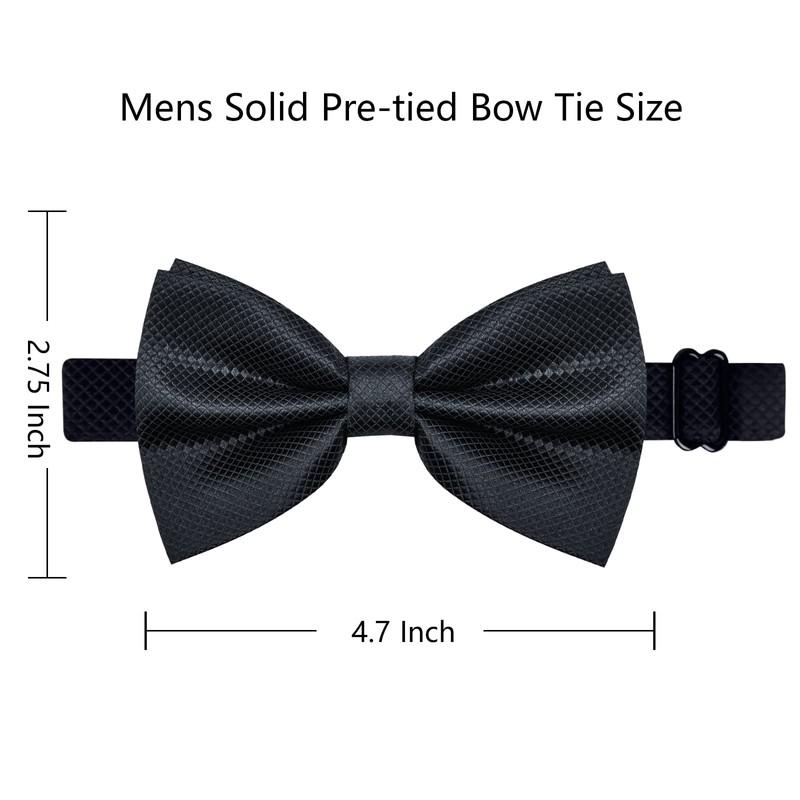 Alizeal Mens Solid Mini Squares Formal Banded Bow Ties (Black)