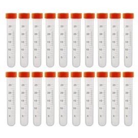 HUAZIZ Centrifuge Tubes 20 Pieces 25 ml Test Tubes Plastic Centrifuge Tubes Orange with Screw Cap Graduated Sample Container Sample Tube for Laboratory Chemistry Experiments