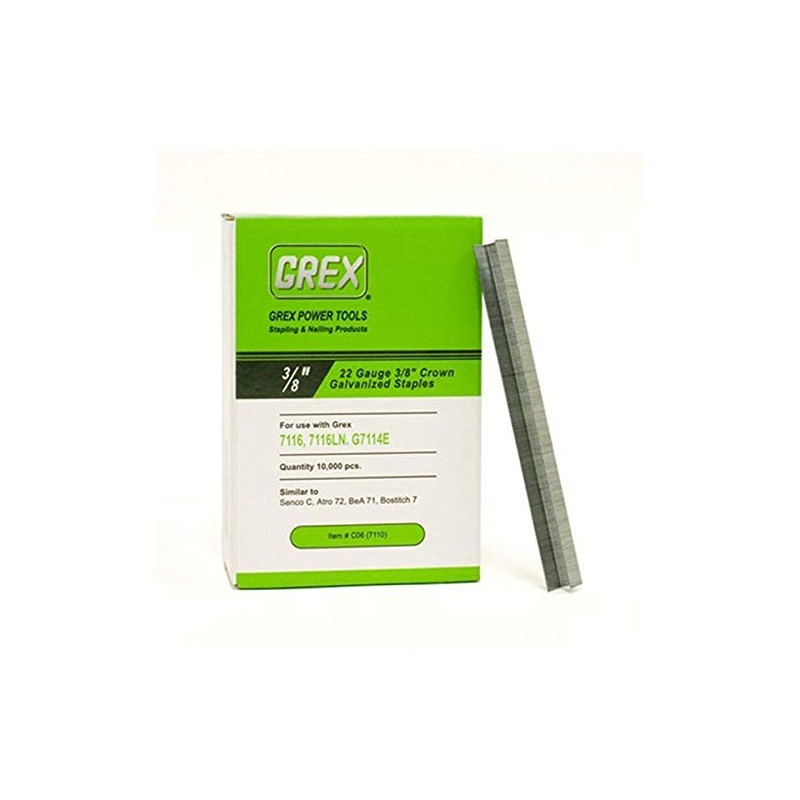 GREX C06 22 Gauge 3/8-Inch Crown 3/8-Inch Length Galvanized Staples