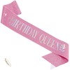 ZHBDPaty "Birthday Queen Birthday Sash Glitter with Pearl Safety Pin